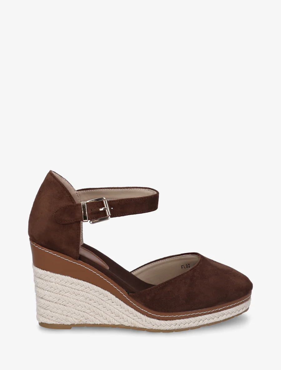 Sleehak espadrilles van suède - Bruin