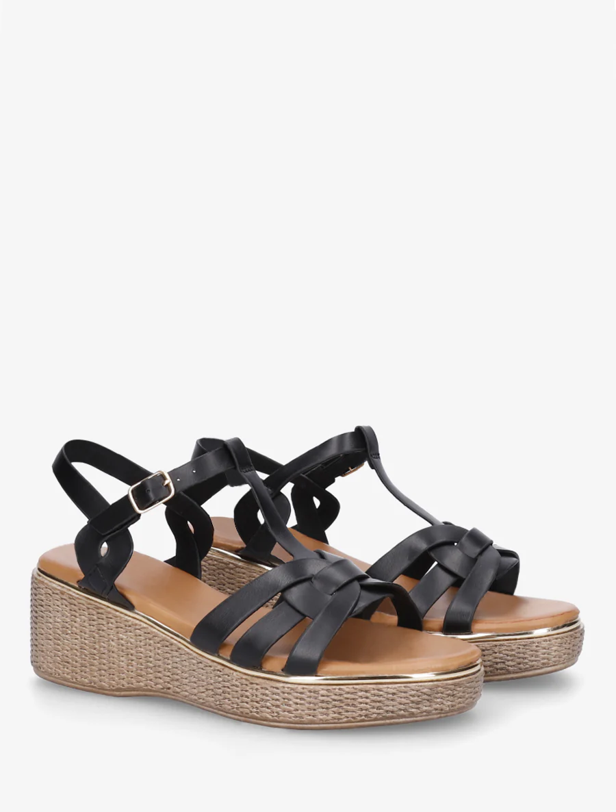 Sleehak sandalen in salomé stijl - Zwart - Image 4