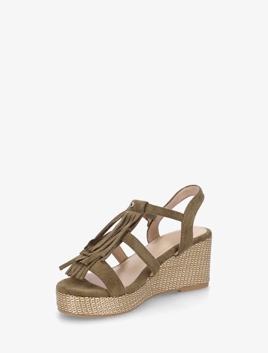 Sleehaksandalen met franjes - Kaki - Image 3