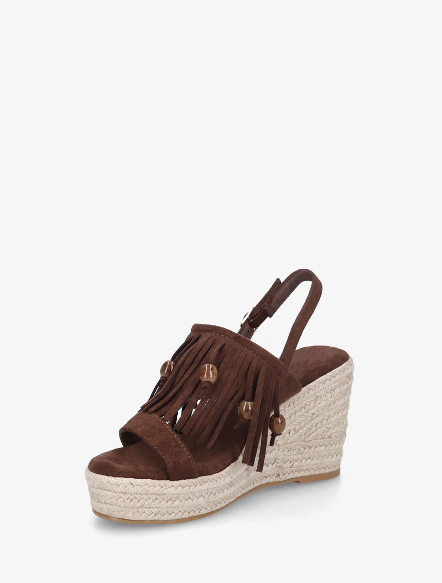 Sleehaksandalen met franjes van suèdine - Bruin - Image 3
