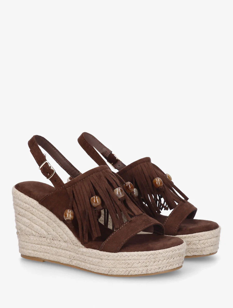 Sleehaksandalen met franjes van suèdine - Bruin - Image 4