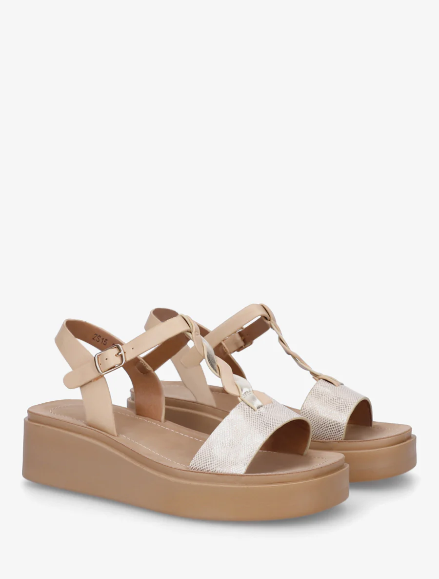 Sleehaksandalen met gekruiste bandjes - Beige - Image 4