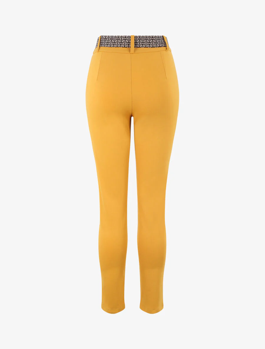 Slim fit broek met grafische geprinte riem - Mosterdgeel - Image 2