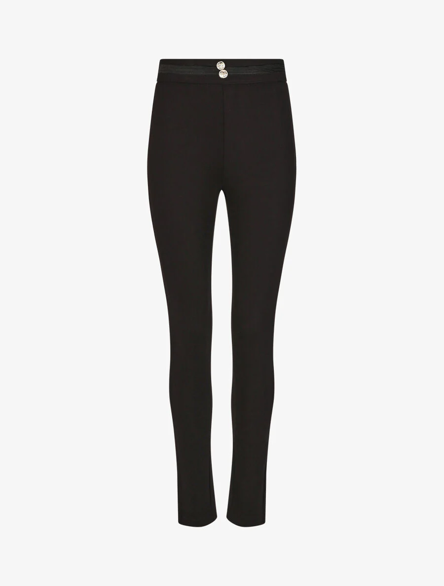 Slim-fit broek met hoge taille - Zwart