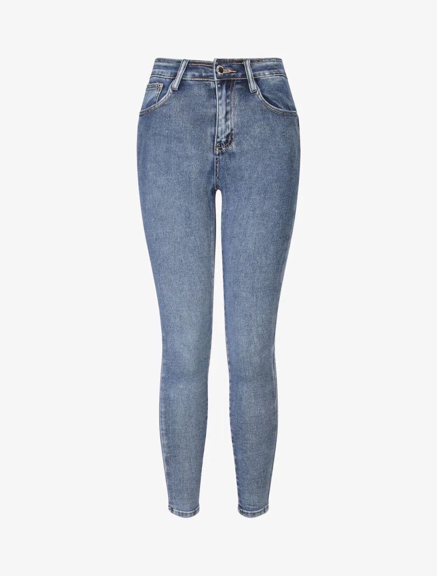 Slim fit jeans met hoge taille - Lichtblauw