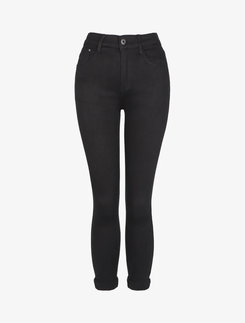 Slimme stretch jeans met hoge taille - Zwart