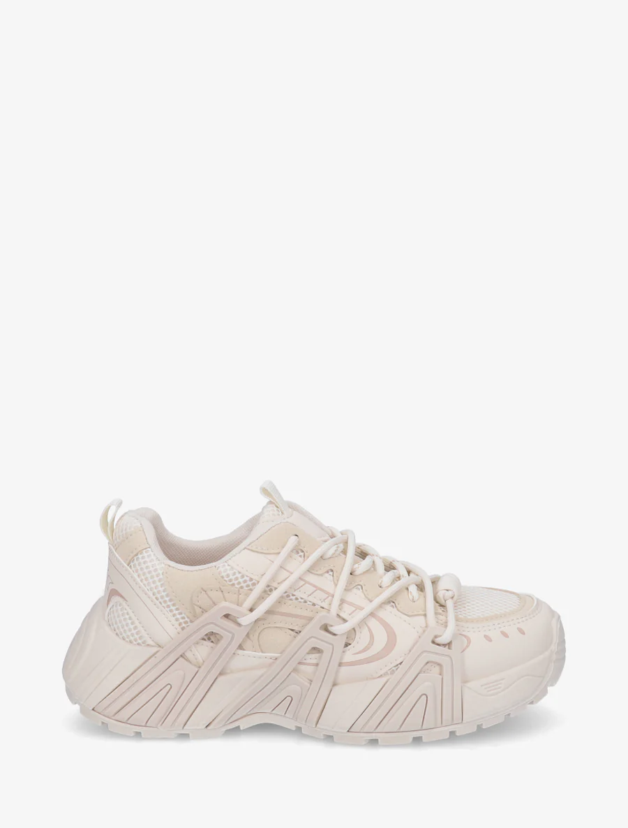 Sneakers met dubbele veters - Beige