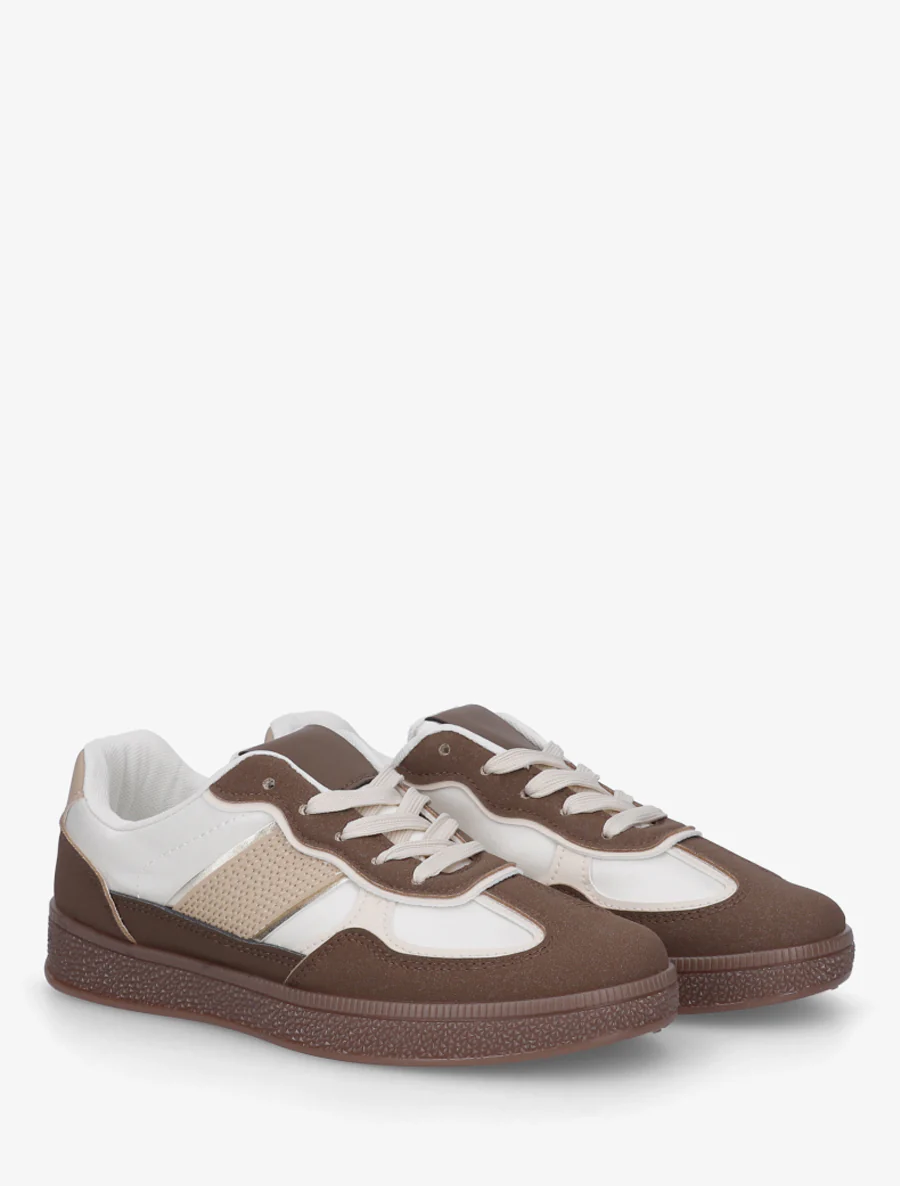 Sneakers met gekleurde rubberen zool - Bruin - Image 4