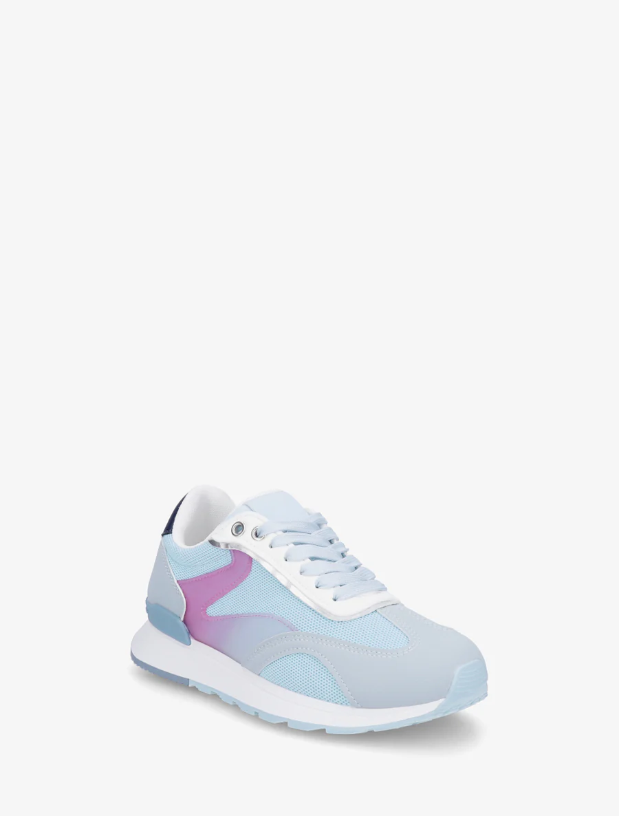 Sneakers met gestileerde strepen en nubuck-effect inzetstuk - Lichtblauw - Image 2