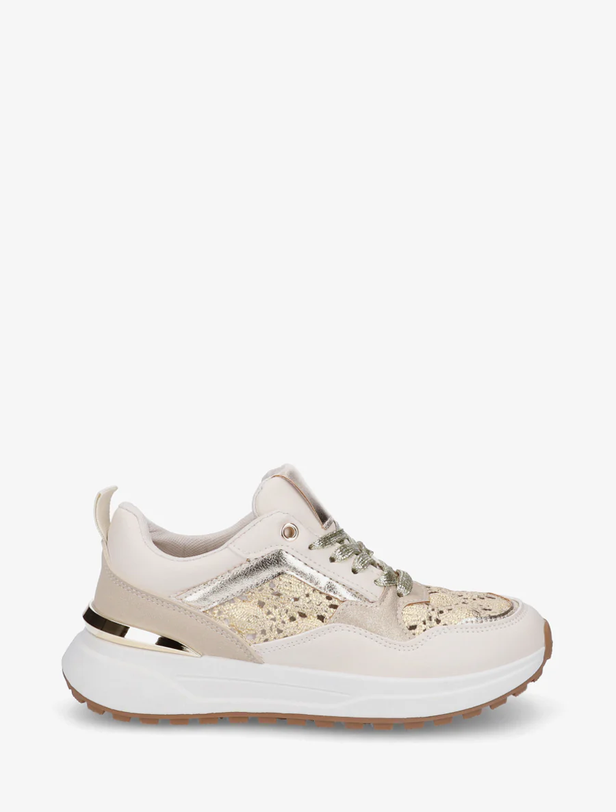 Sneakers met haakwerk inzetstukken - Goud
