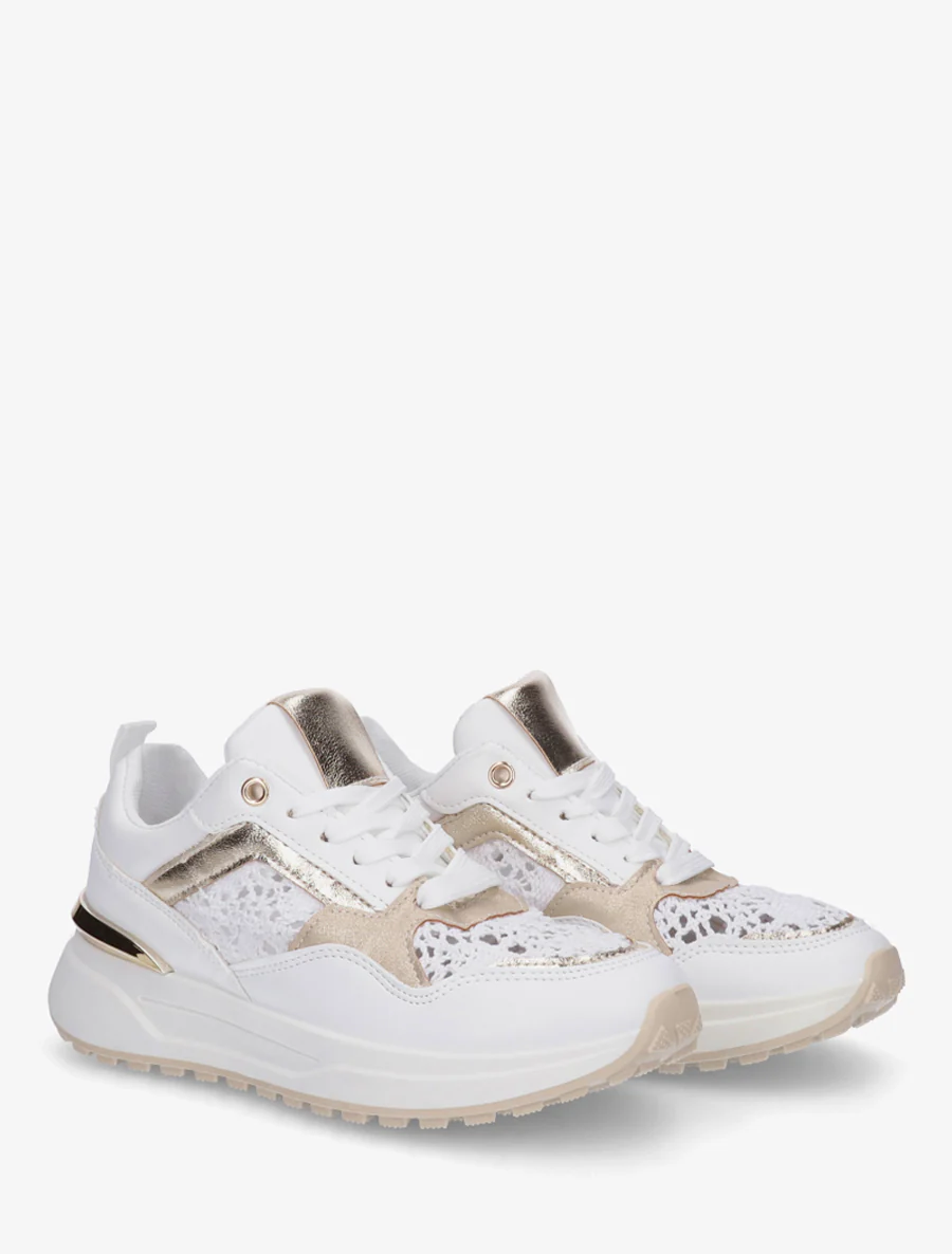 Sneakers met haakwerk inzetstukken - Wit - Image 4