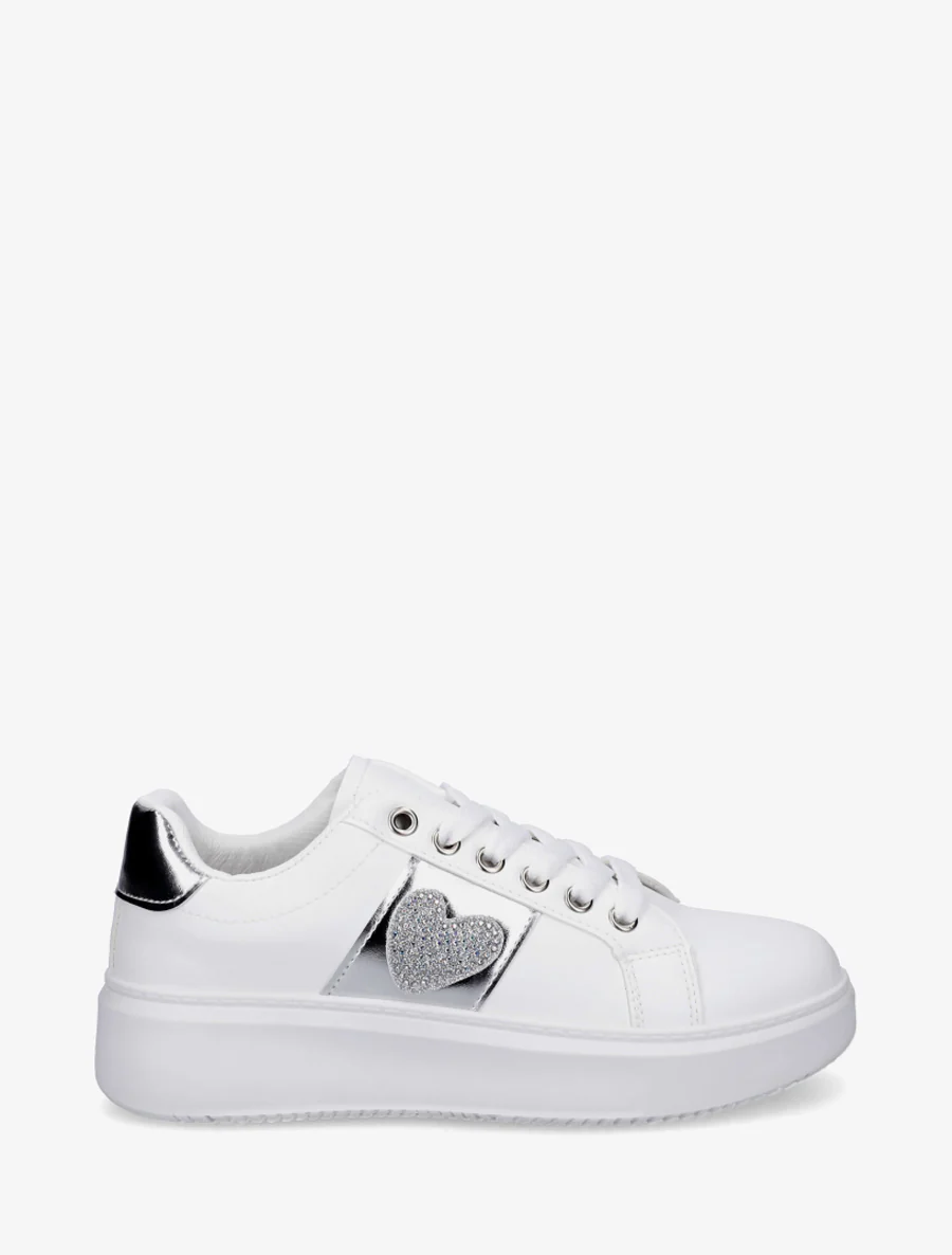 Sneakers met ingelegd strass hartje - Geld