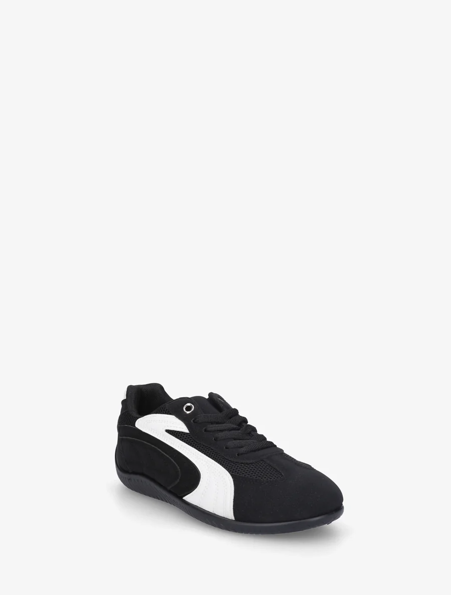 Sneakers met nubuck-effect en mesh inzetstukken - Zwart - Image 2