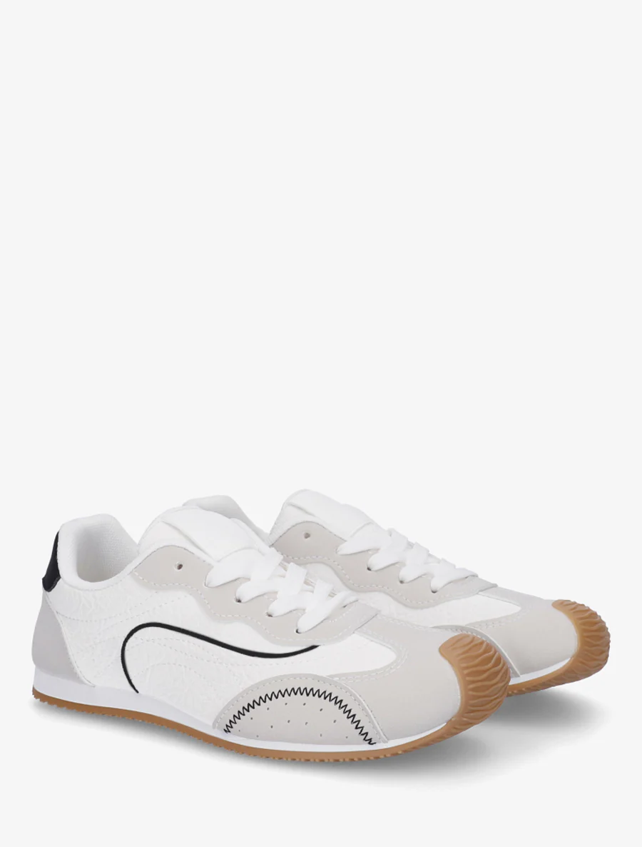 Sneakers met nubuck-effect textuur. - Wit - Image 4