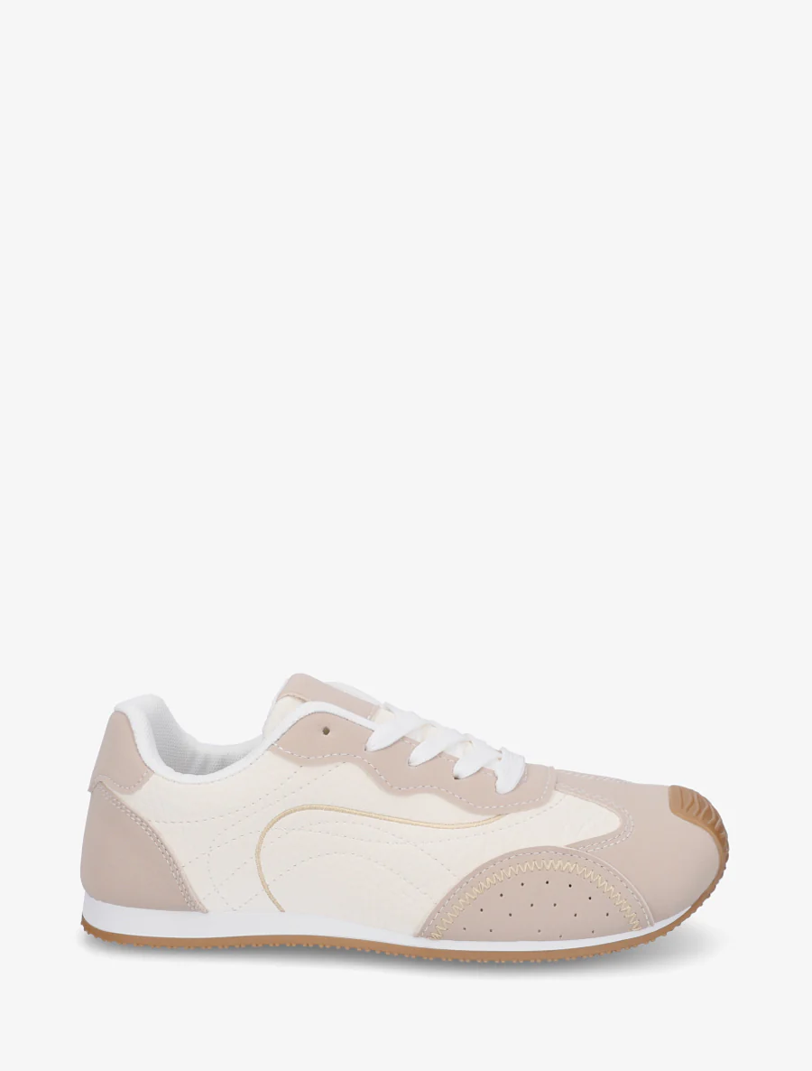 Sneakers met nubuck-effect textuur. - Beige
