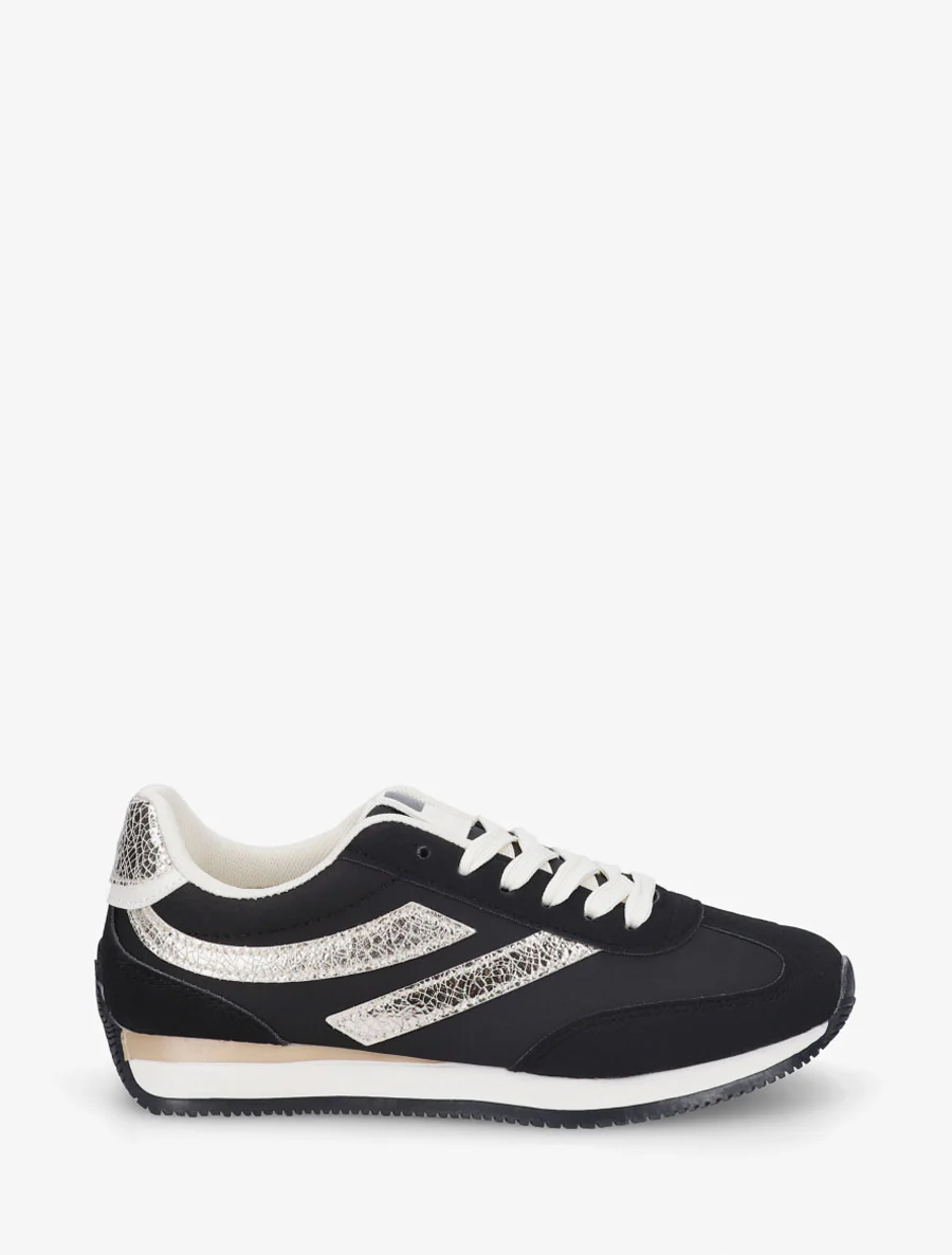 Sneakers met parelmoeren inzetstukken - Zwart