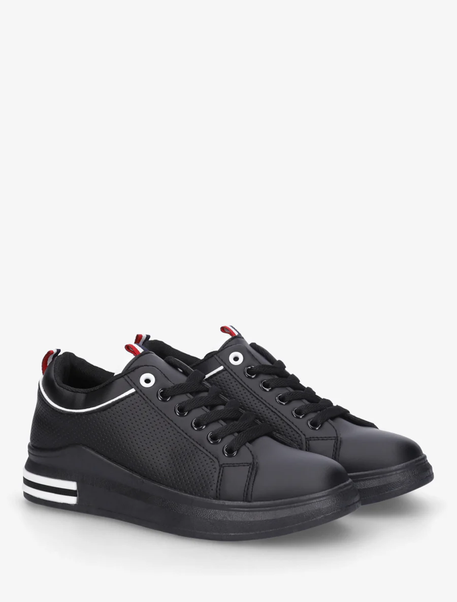 Sneakers met stippen in imitatieleer. - Zwart - Image 4