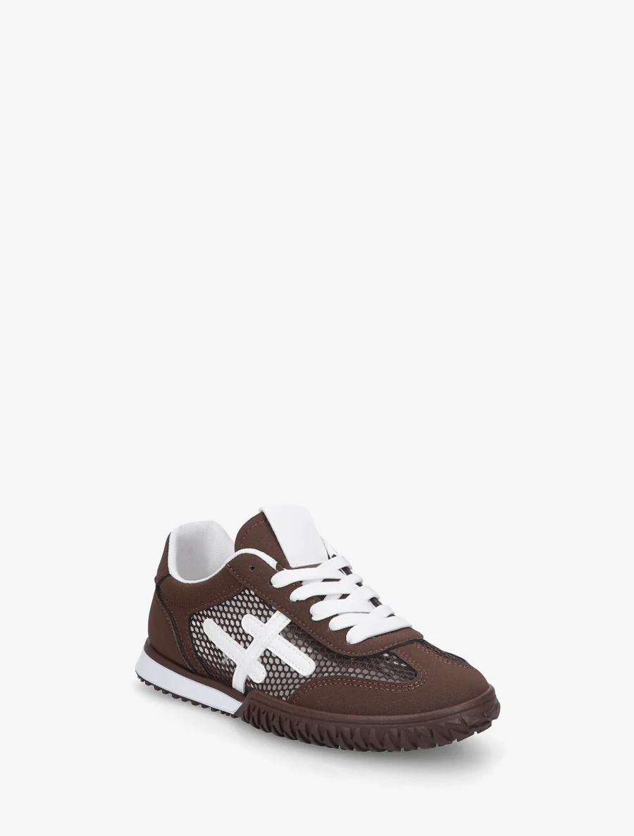 Sneakers met strepen en wafelstof. - Bruin - Image 2