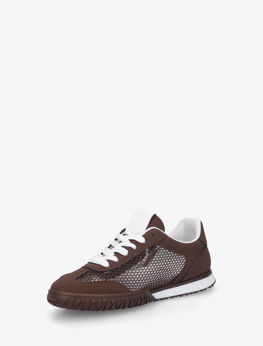 Sneakers met strepen en wafelstof. - Bruin - Image 3