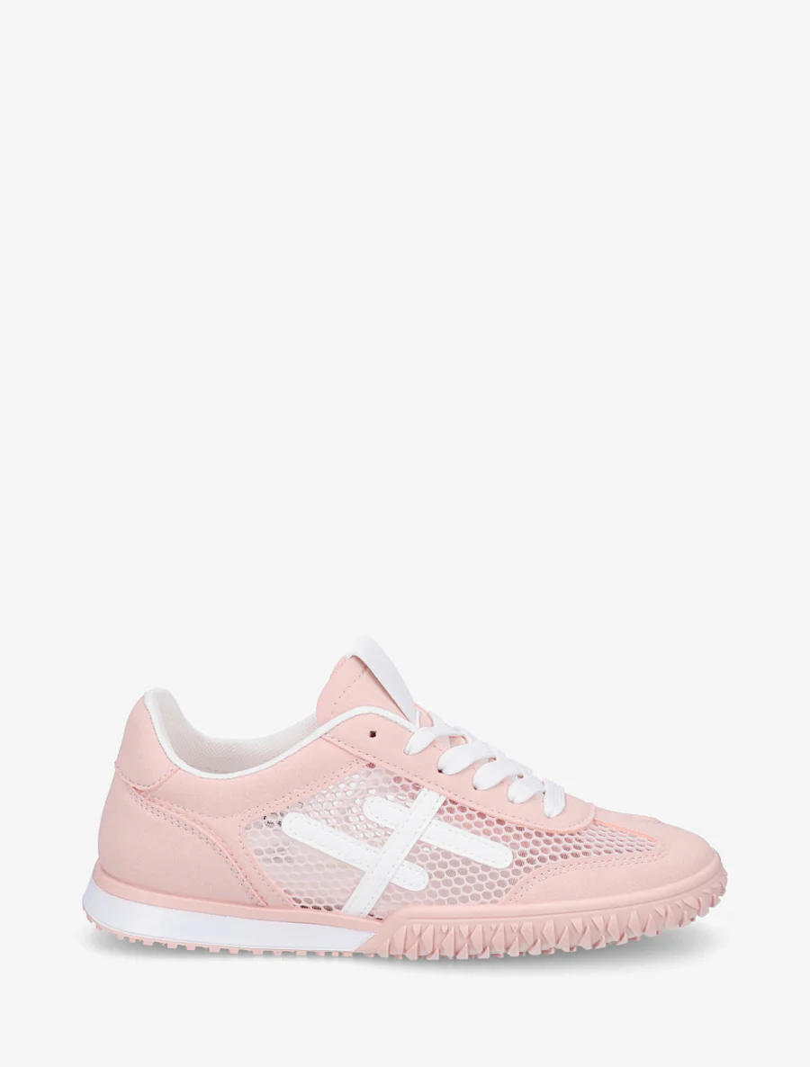 Sneakers met strepen en wafelstof. - Roos