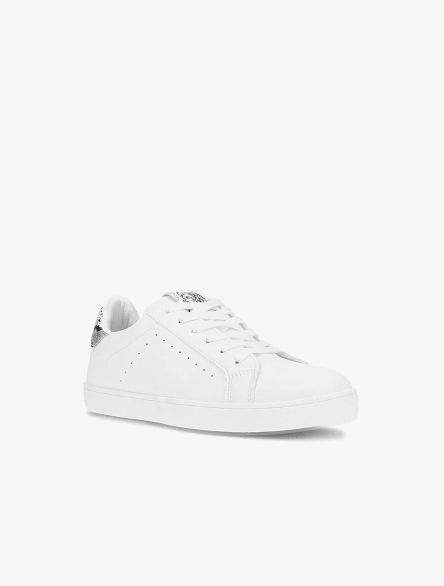 Sneakers met tong en hielstuk bedrukt - wit/python - Image 3