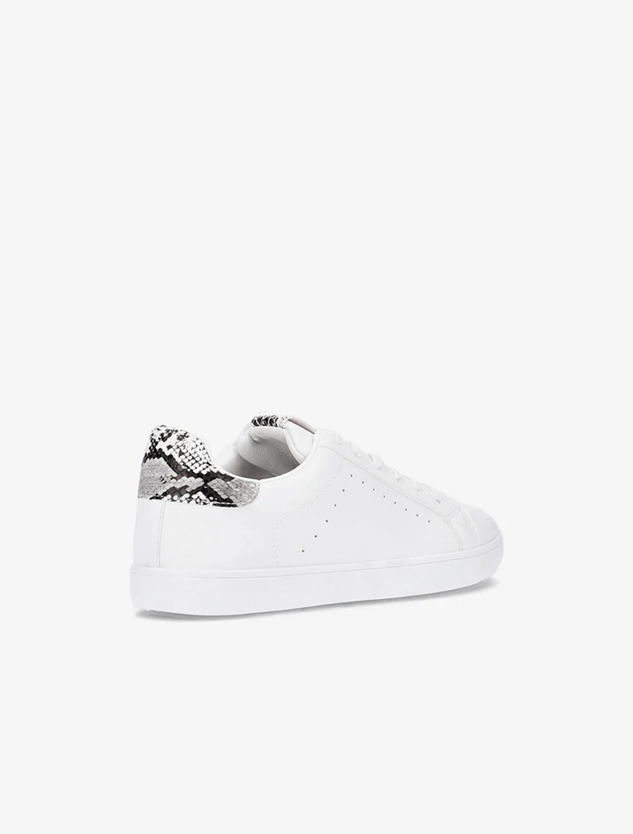 Sneakers met tong en hielstuk bedrukt - wit/python - Image 5