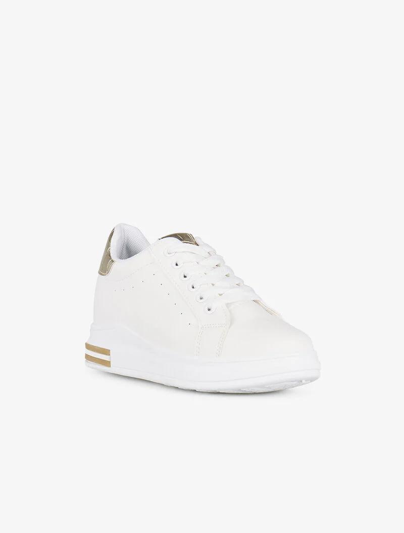 Sneakers met verhoogde zool en krokodillendetails - goud - Image 2