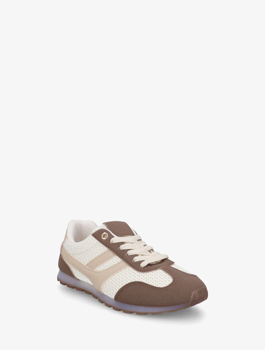 Sneakers van gestructureerde stof en suède. - Bruin - Image 2