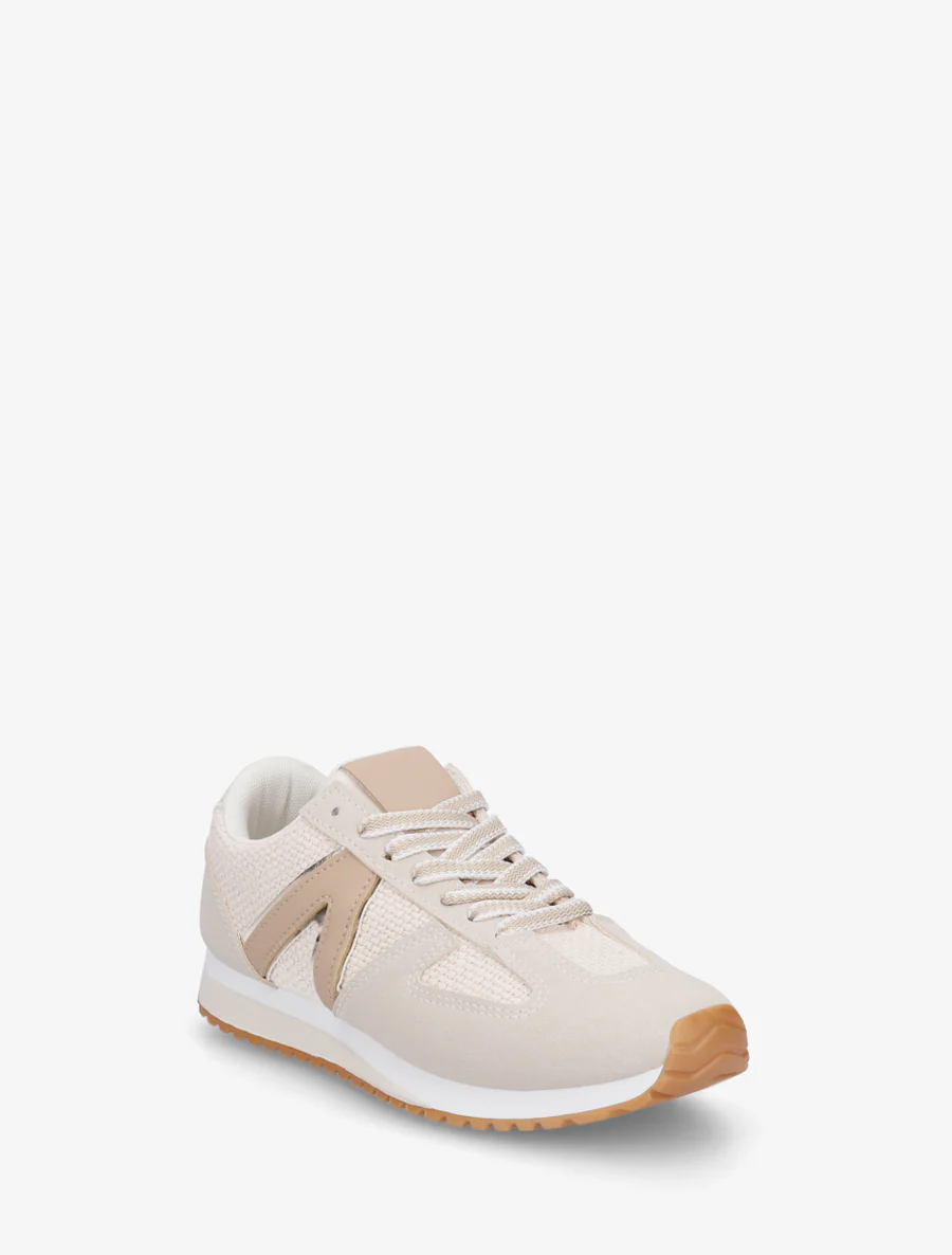 Sneakers van geweven canvas en imitatieleer - Beige - Image 2