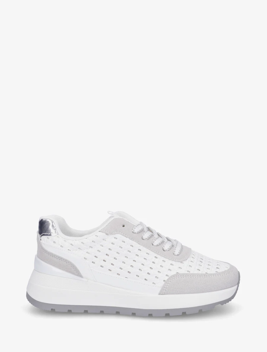 Sneakers van imitatie vlechtwerk - Wit