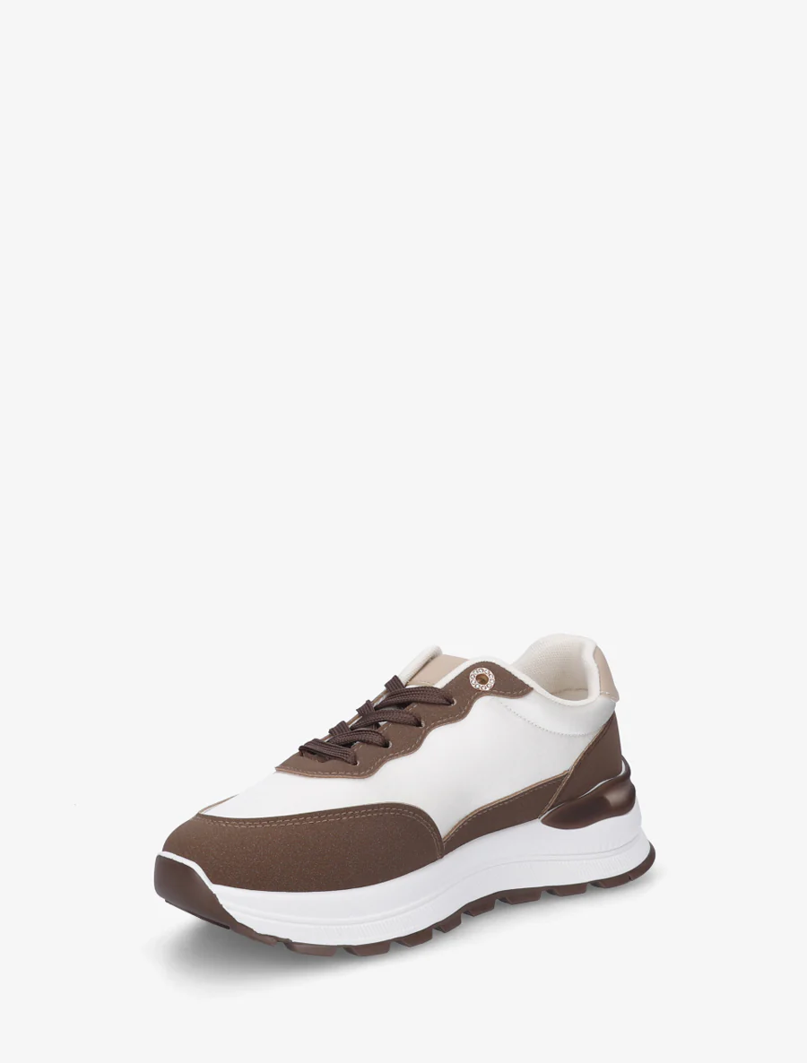 Sneakers van imitatieleer met contrasterende strepen - Bruin - Image 3