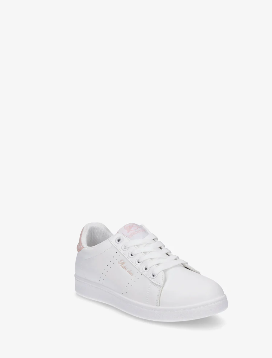 Sneakers van imitatieleer met geborduurde inscriptie - Roos - Image 2