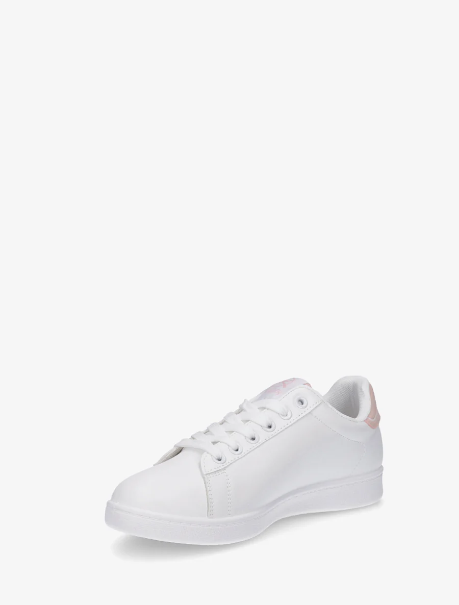Sneakers van imitatieleer met geborduurde inscriptie - Roos - Image 3