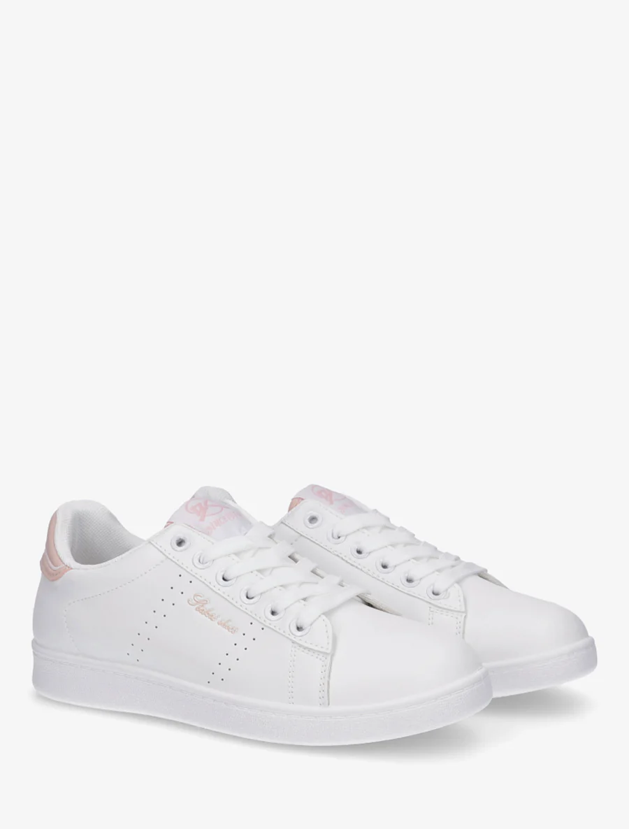 Sneakers van imitatieleer met geborduurde inscriptie - Roos - Image 4