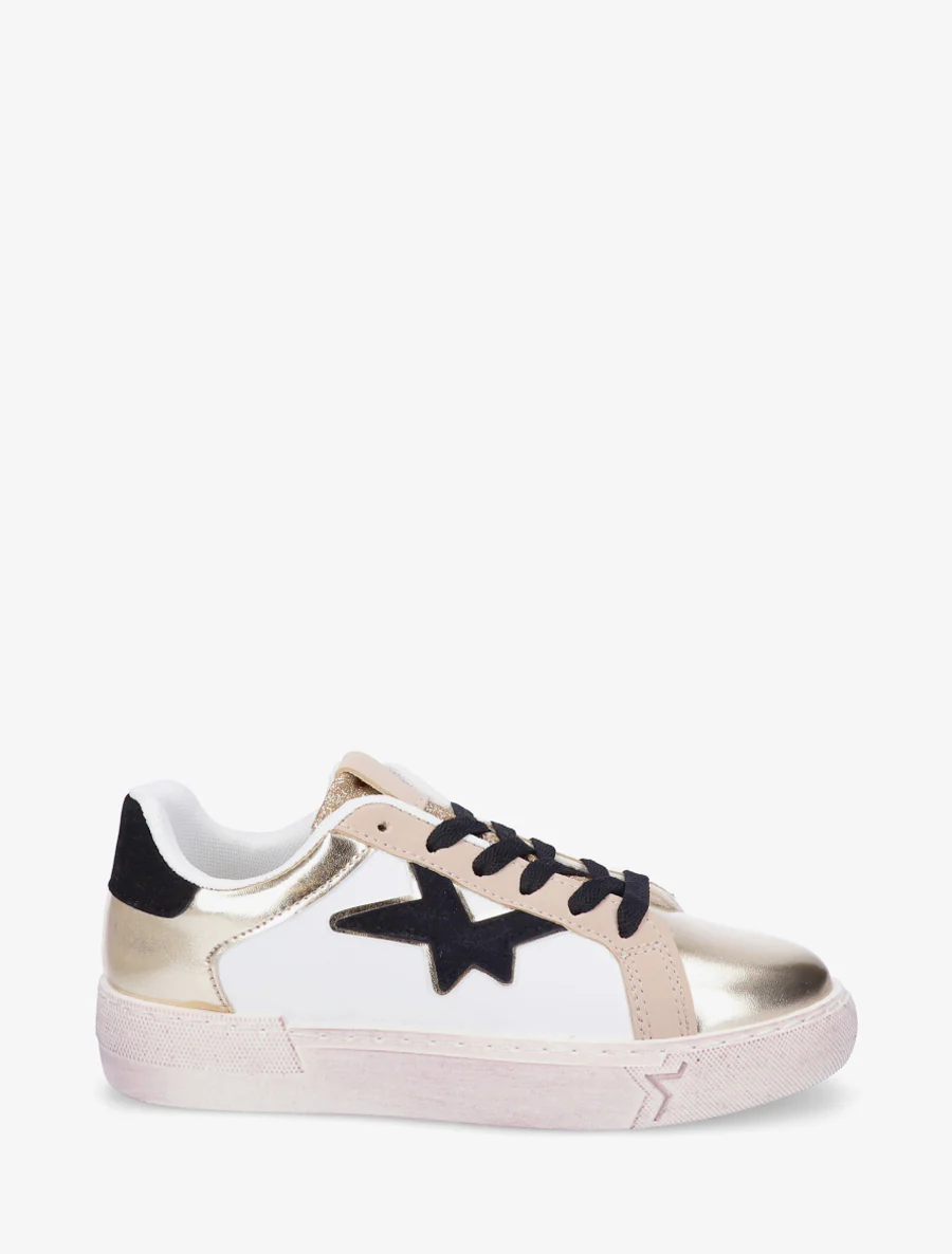 Sneakers van imitatieleer met sterpatroon - Goud