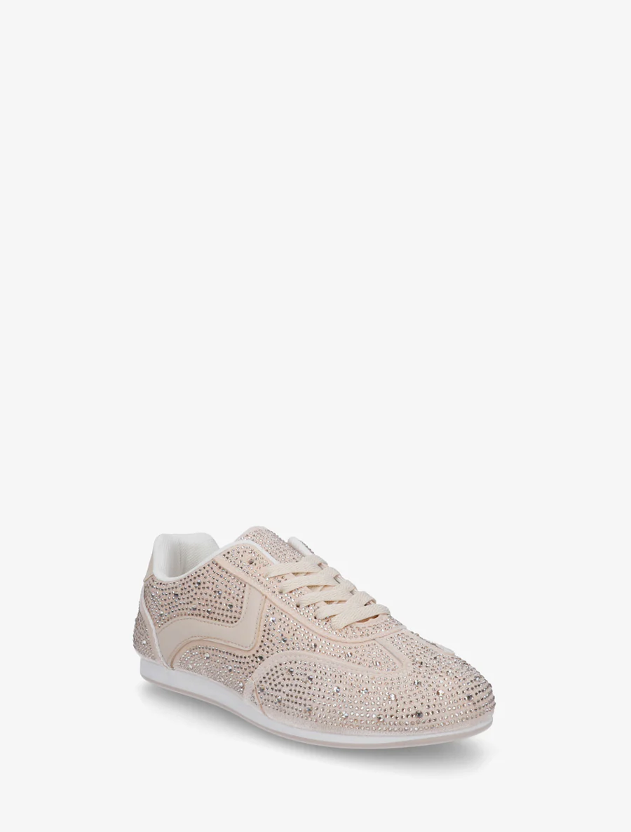 Sneakers van nubuck-effect met strass - Beige - Image 2