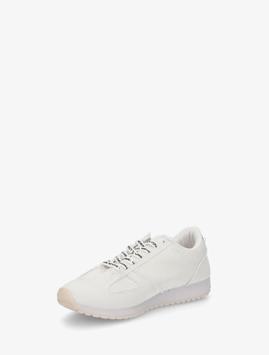 Sneakers van stof met gevlockte veters - Beige - Image 3