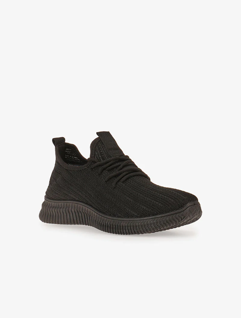 Sneakers van stof met veters - zwart - Image 2