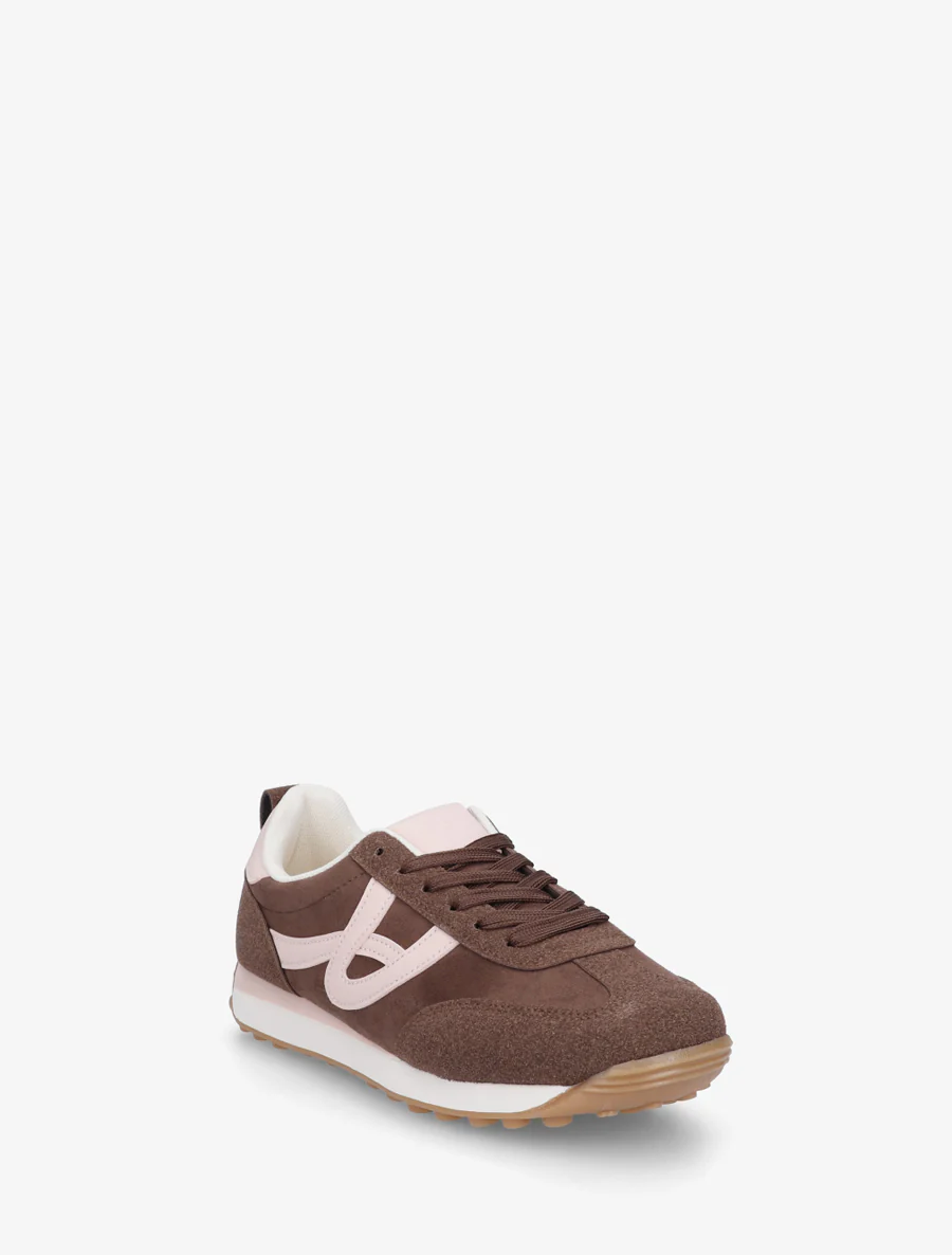 Sneakers van suèdine met contrasterende details - Bruin - Image 2