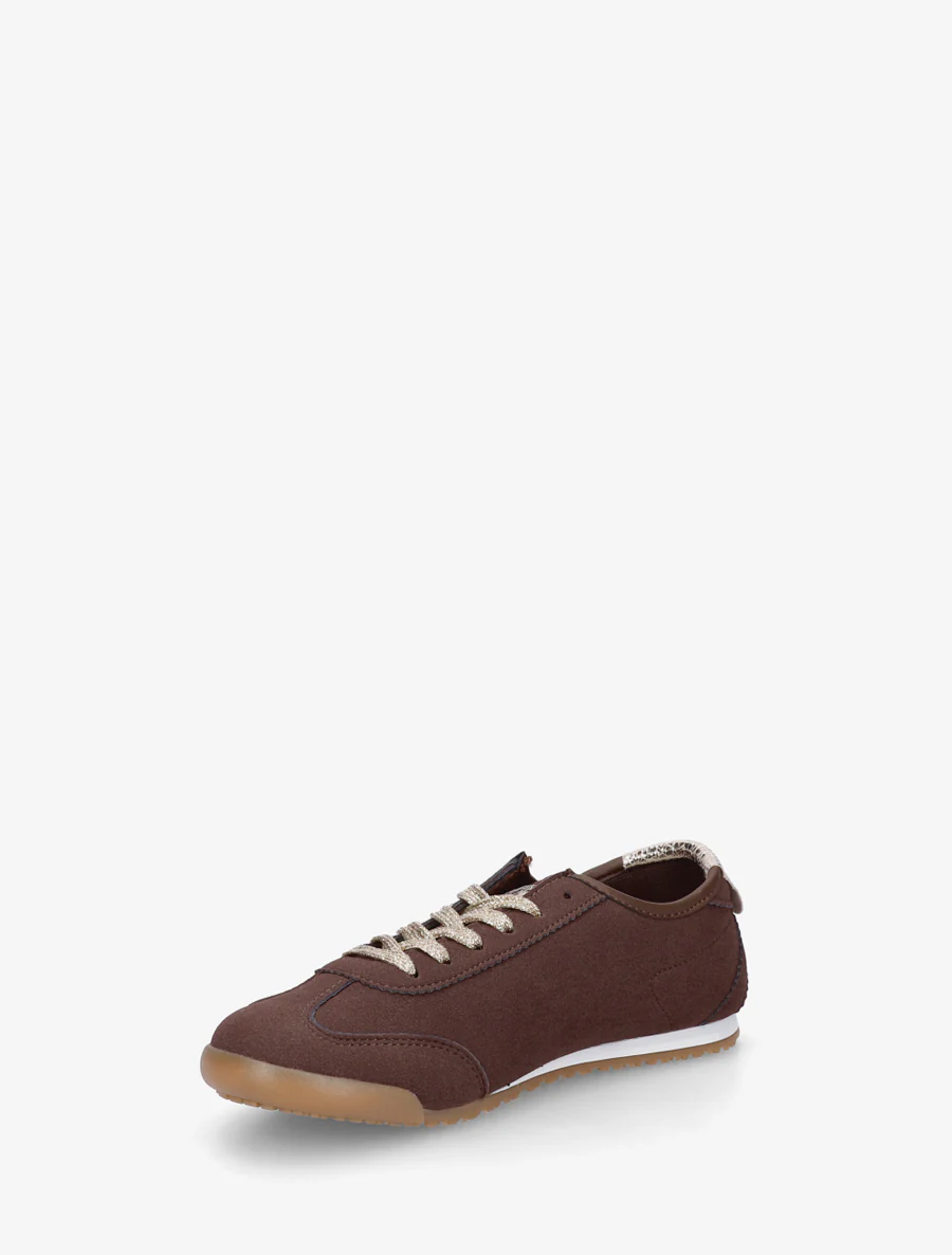 Sneakers van suèdine met grafisch inzetstuk - Bruin - Image 3