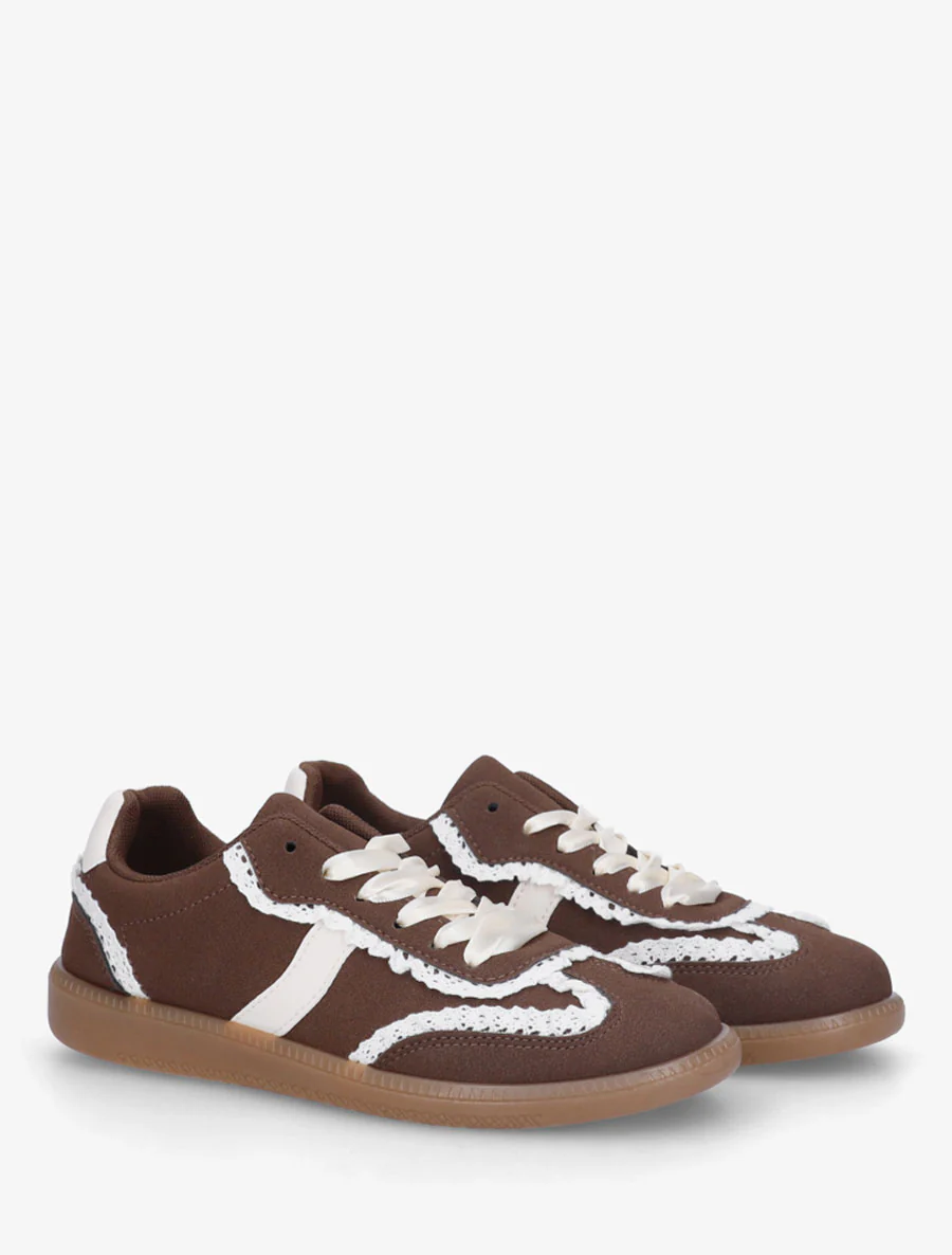 Sneakers van suèdine met haakdetail - Bruin - Image 4