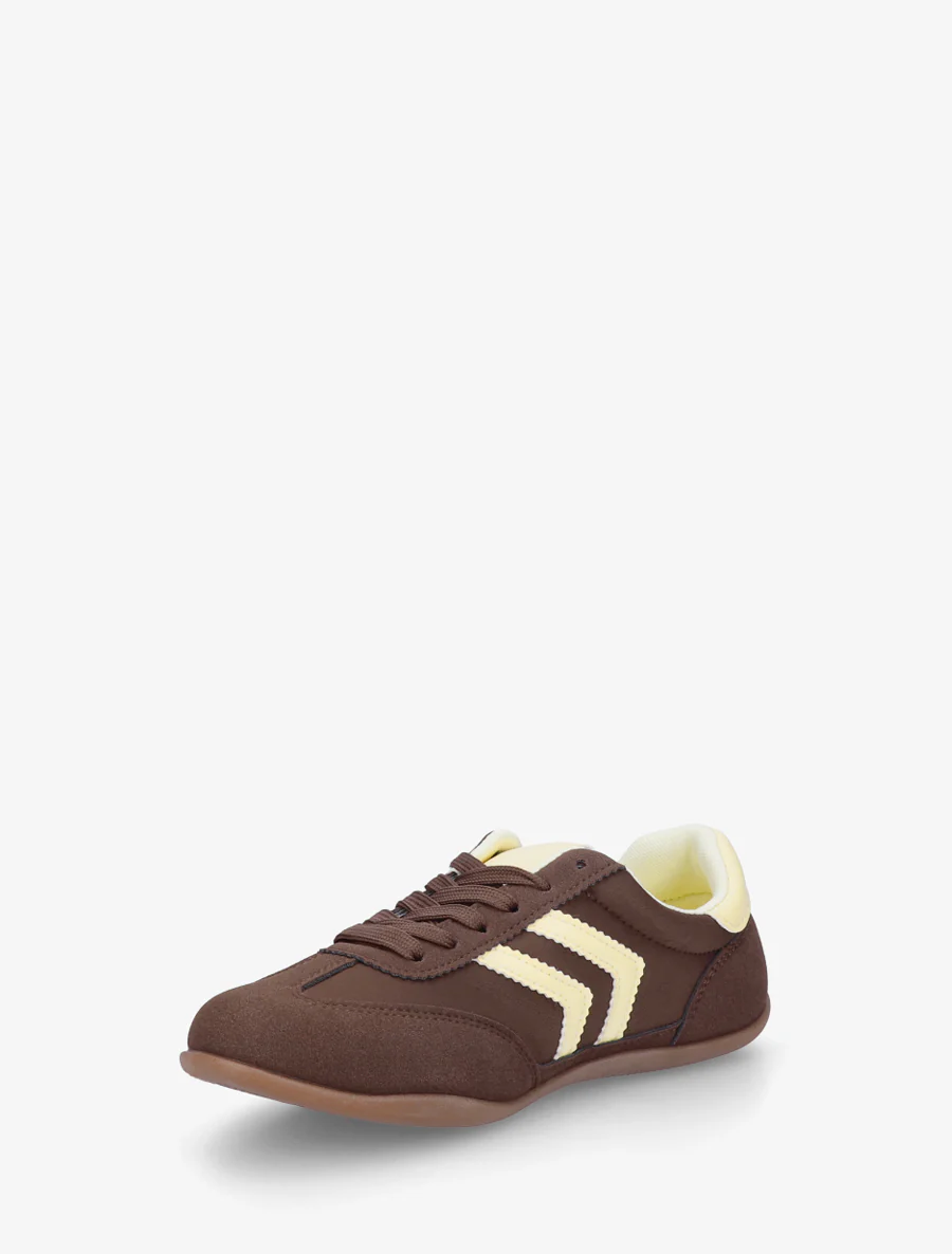 Sneakers van twee materialen met contrasterende hielversteviging - Bruin - Image 3