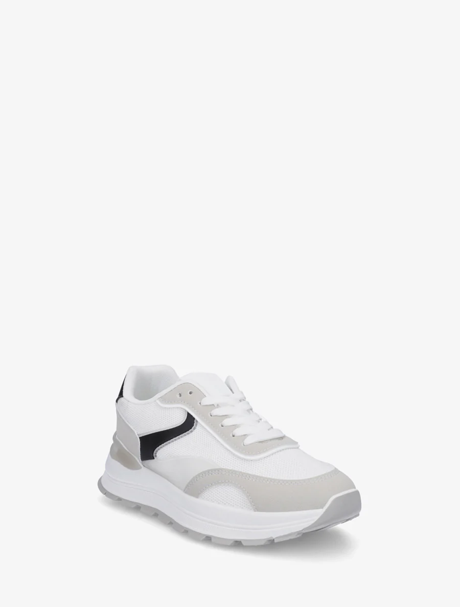 Sneakers van twee materialen met een getande zool - Wit - Image 2