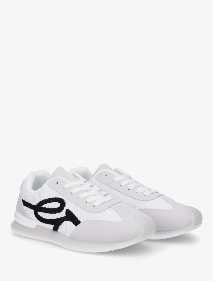 Sneakers van twee materialen met fantasieborduurwerk - Wit - Image 4