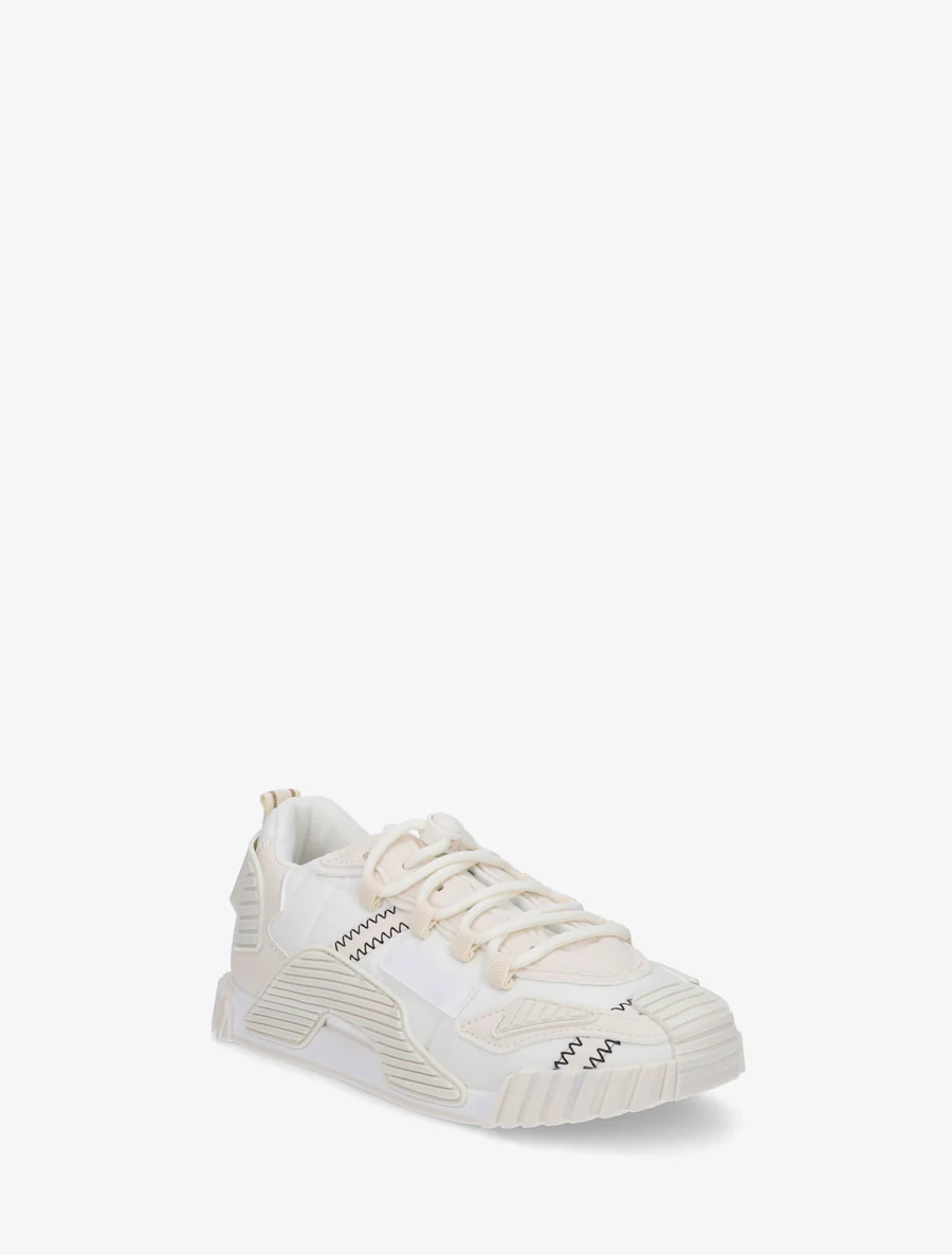 Sneakers van twee materialen met gestileerde inzetstukken - Beige - Image 2