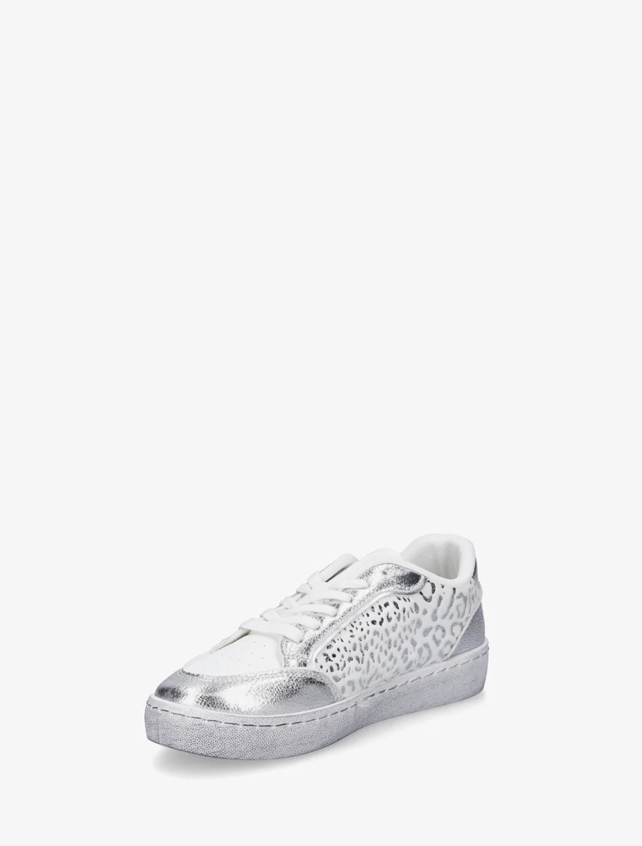 Sneakers van twee materialen met luipaardprint - Geld - Image 3