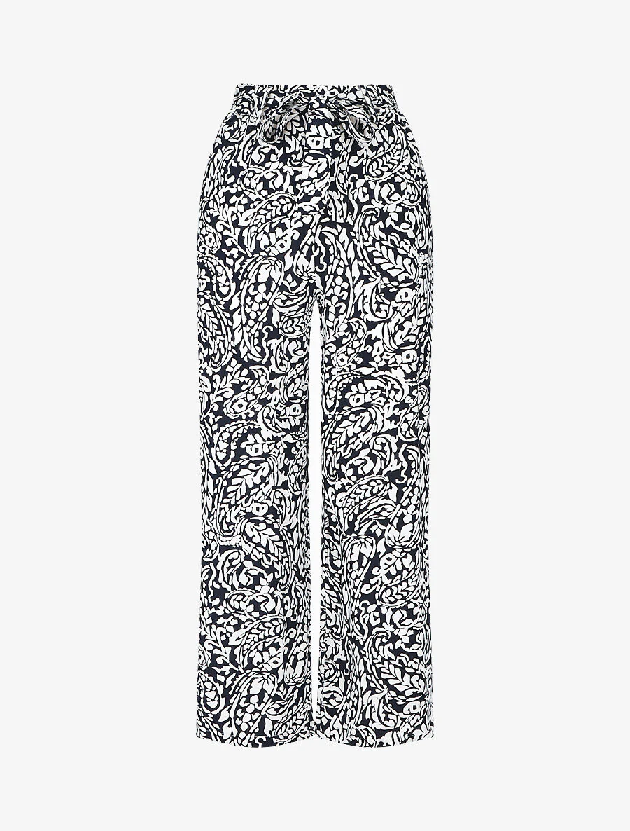 Soepele broek met foulard print - Donkerblauw
