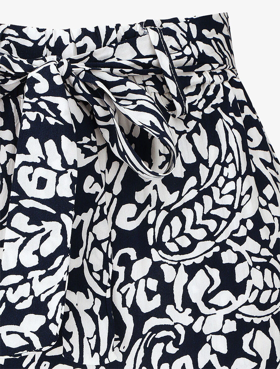 Soepele broek met foulard print - Donkerblauw - Image 3
