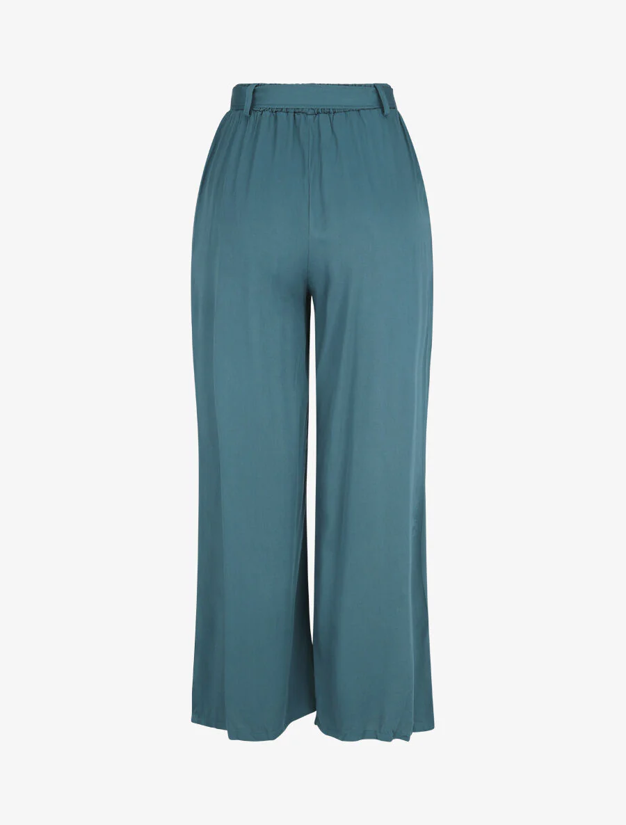 Soepele elastische broek - Blauwgroen - Image 2