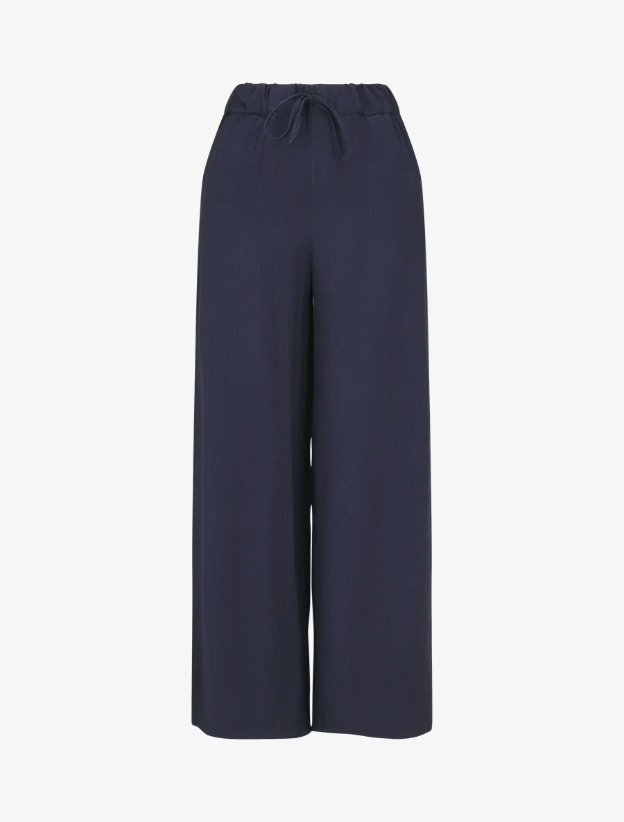 Soepele elastische effen broek - Marineblauw
